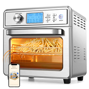 Qana 16 in 1 Air Fryer Oven, 21QT Convection Air Fryer Toaster Oven Combo with LED Display & Temperature/Time Dial, 1700W Large Airfryer Oven, Oil Less & Stainless Steel, For Bake, Pizza, Defrost,